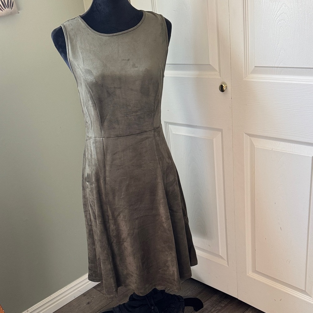 Philosophy Olive Faux Suede Midi Dress